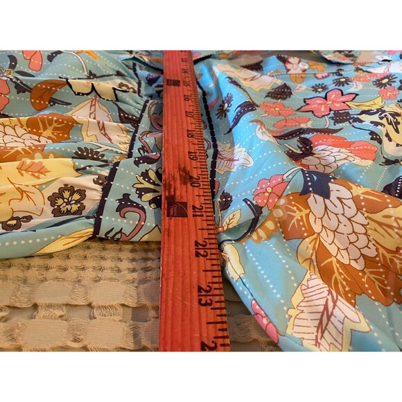 Womens Blouse Plus Size 2XL Top Boho Button Down Hi Low Silky Feel Peasant - Picture 11 of 12